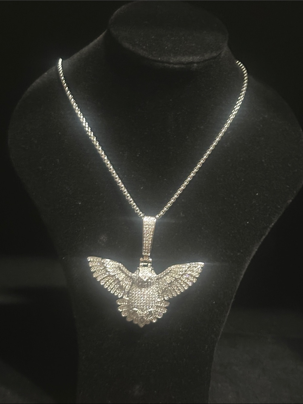 Silver Owl Pendant Necklace - Sparkling Silver Bird Jewelry
